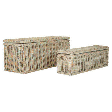 Argento Whitewash Rattan Storage Boxes-Set of 2