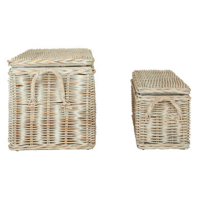 Argento Whitewash Rattan Storage Boxes-Set of 2