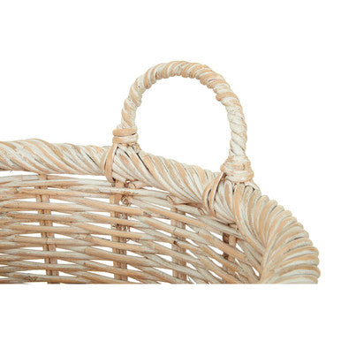 Whitewash Rattan Storage Baskets- Set of 3 | Argento