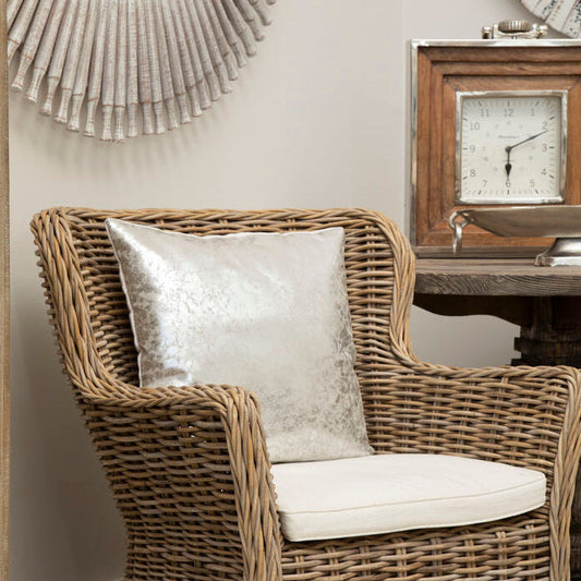 Bosie Kensington Townhouse Crush Leather Effect Silver Cushion