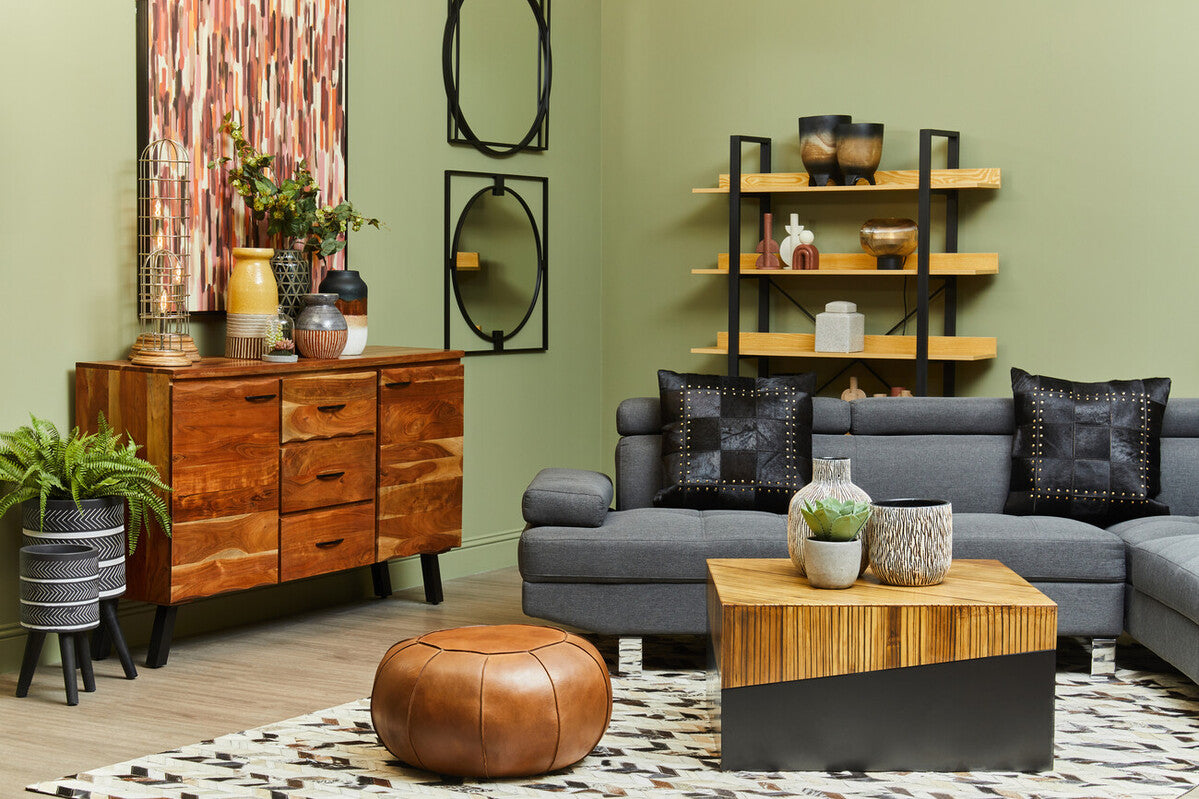 Bosie Black Hair on Leather Patchwork Cushion | Safira