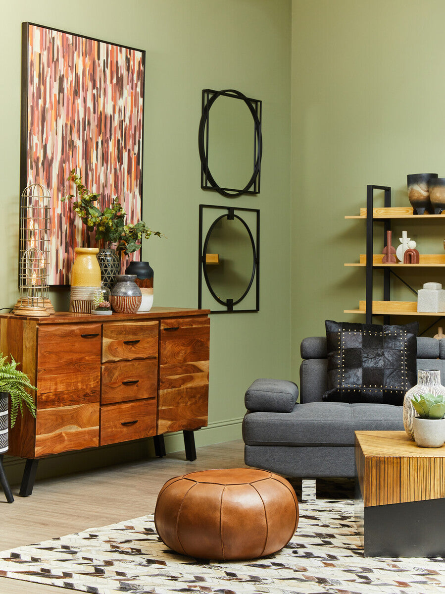 Bosie Black Hair on Leather Patchwork Cushion | Safira