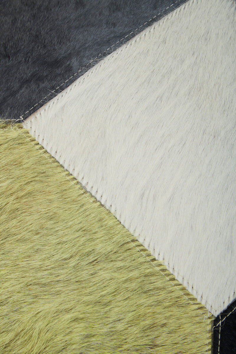 Bosie Geometric Hair on Leather Patchwork Cushion | Safira