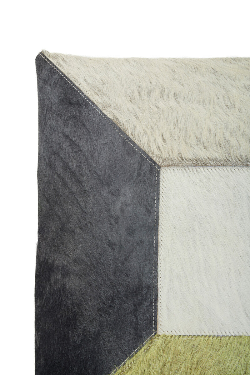 Bosie Geometric Hair on Leather Patchwork Cushion | Safira