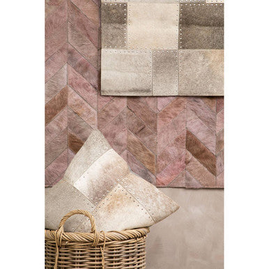 Bosie Safira Grey Hair on Leather Patchwork Cushion