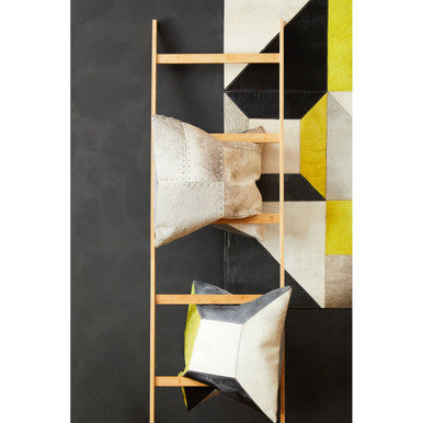 Bosie Safira Grey Hair on Leather Patchwork Cushion