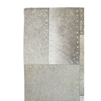 Bosie Safira Grey Hair on Leather Patchwork Cushion