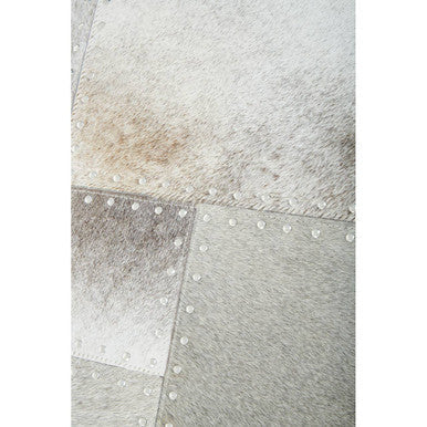 Bosie Safira Grey Hair on Leather Patchwork Cushion