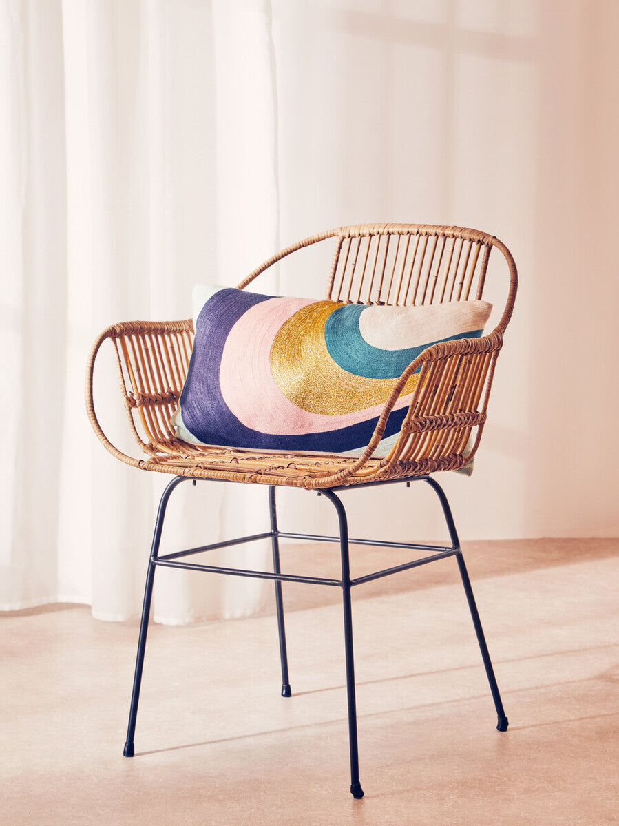 Curved Stripes Embroidered Cushion | Bosie Ozella