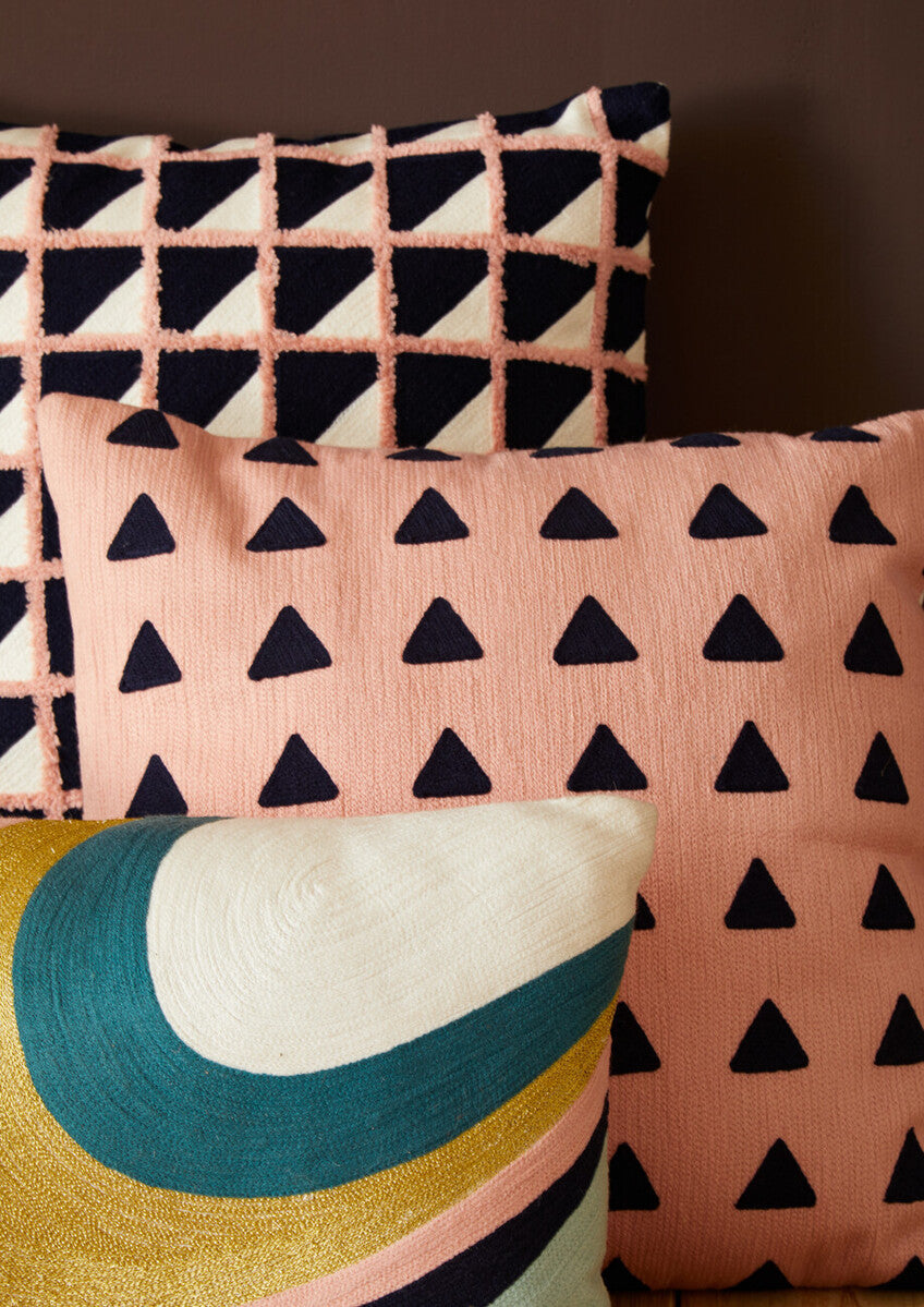 Curved Stripes Embroidered Cushion | Bosie Ozella