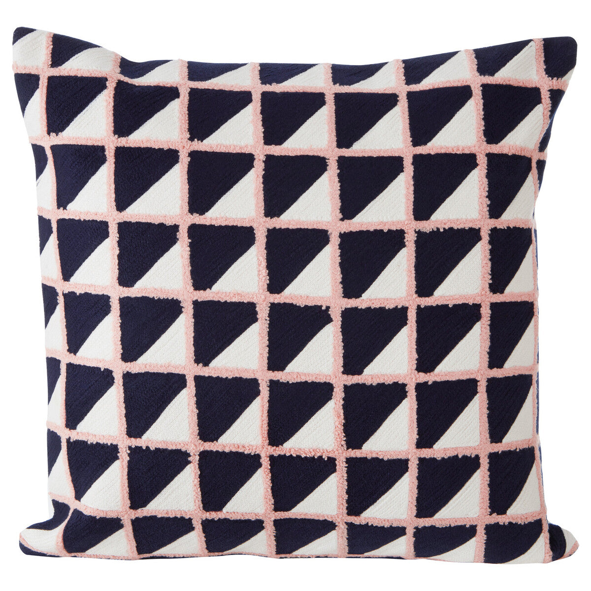 Grid Design Embroidered Cushion | Bosie Ozella