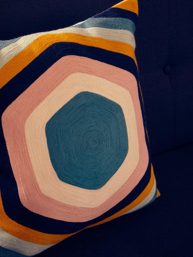 Hexagonal Design Embroidered Cushion | Bosie Ozella