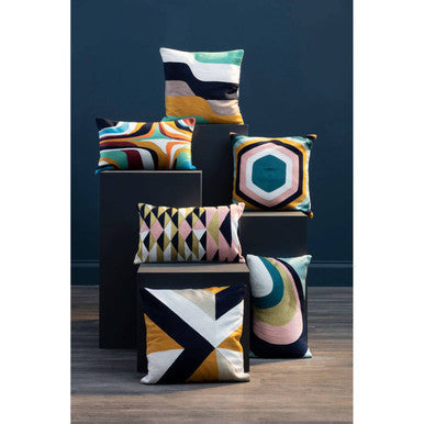 Hexagonal Design Embroidered Cushion | Bosie Ozella
