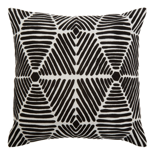 Bosie Ozella Black And White Square Embroidered Cushion