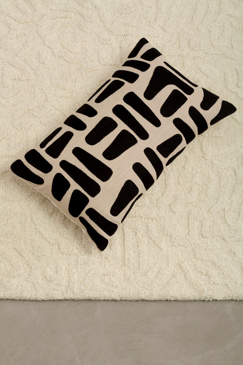 Natural and Black Rectangular Cushion | Bosie Ozella