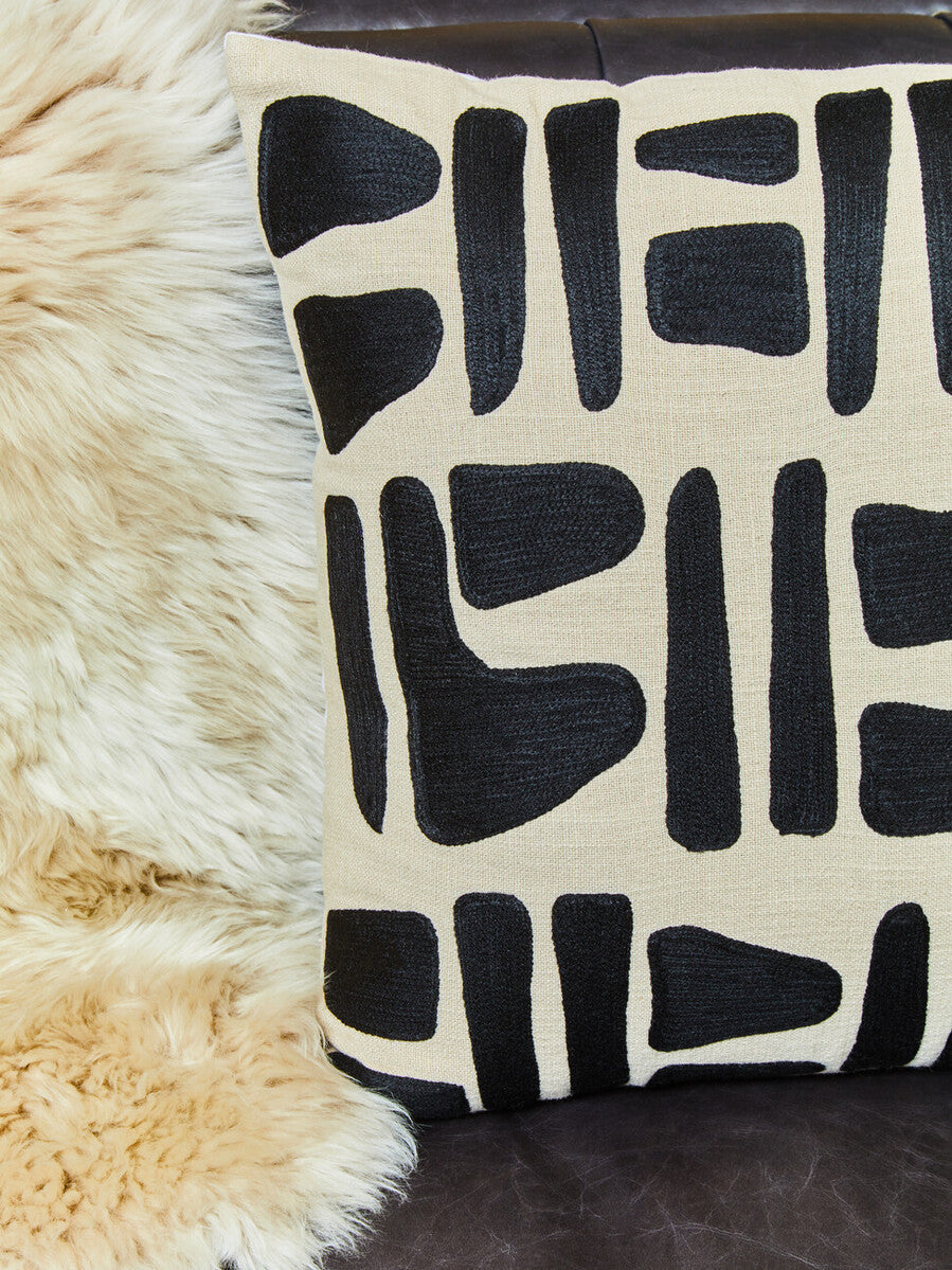 Natural and Black Rectangular Cushion | Bosie Ozella