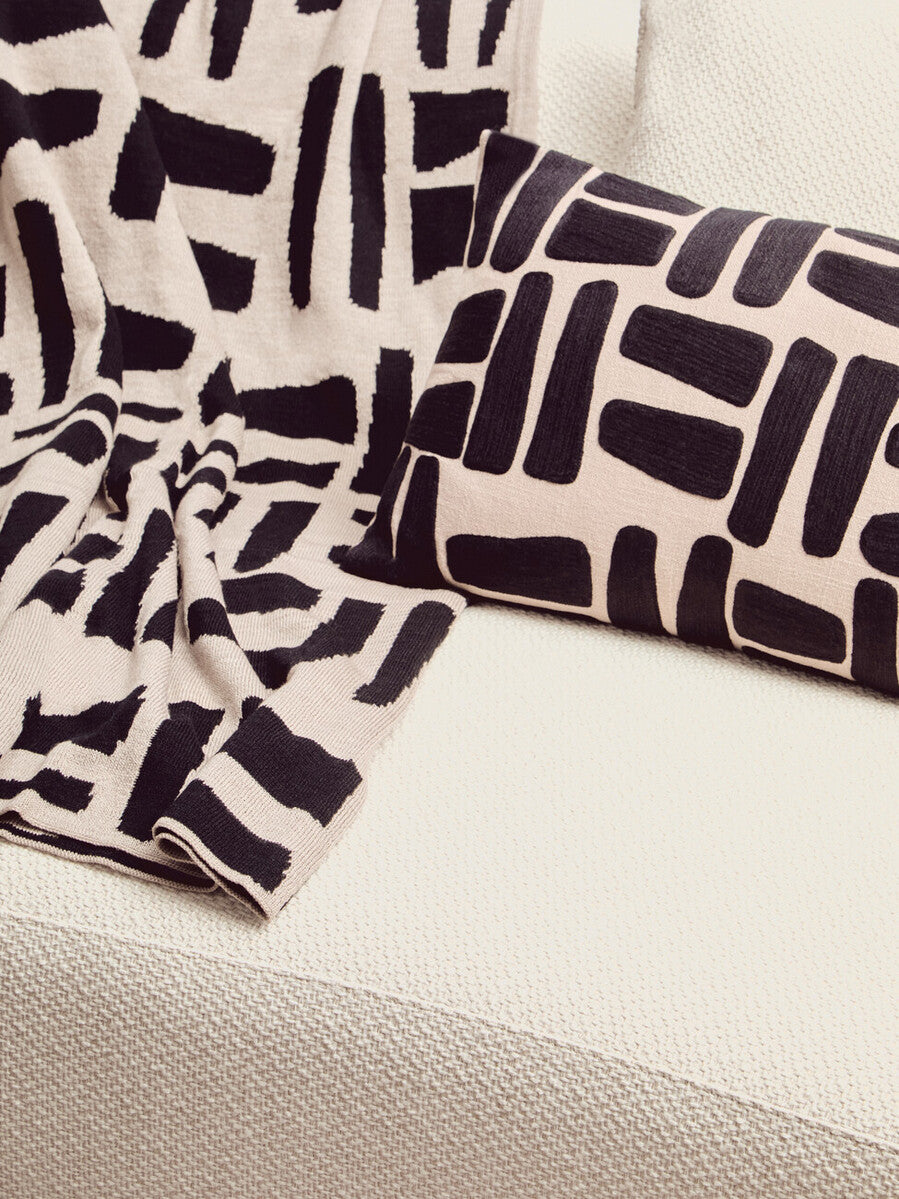 Natural and Black Rectangular Cushion | Bosie Ozella