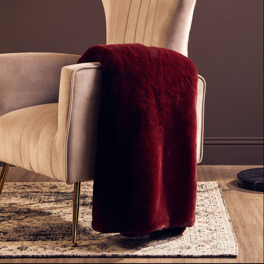 Bosie Lamina Red Wine Faux Fur Throw