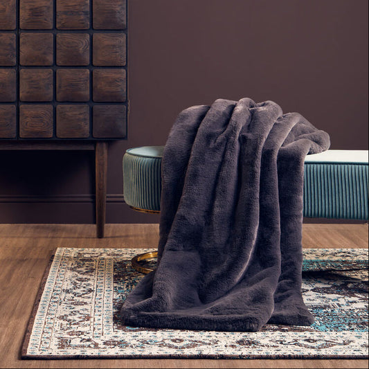 Bosie Lamina Grey Faux Fur Throw