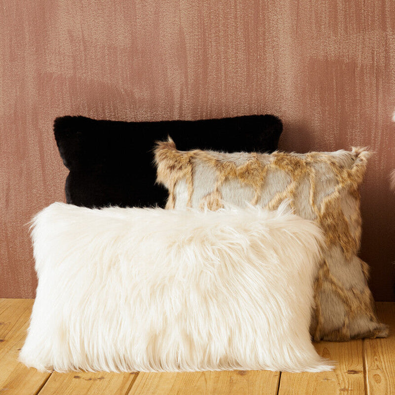 Bosie Grey Rectangular Fur Cushion | Lamina