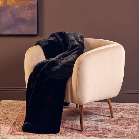 Bosie Lamina Black Faux Fur Throw