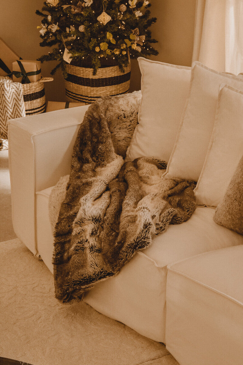 Bosie Lamina Mocha Ombre Fur Throw