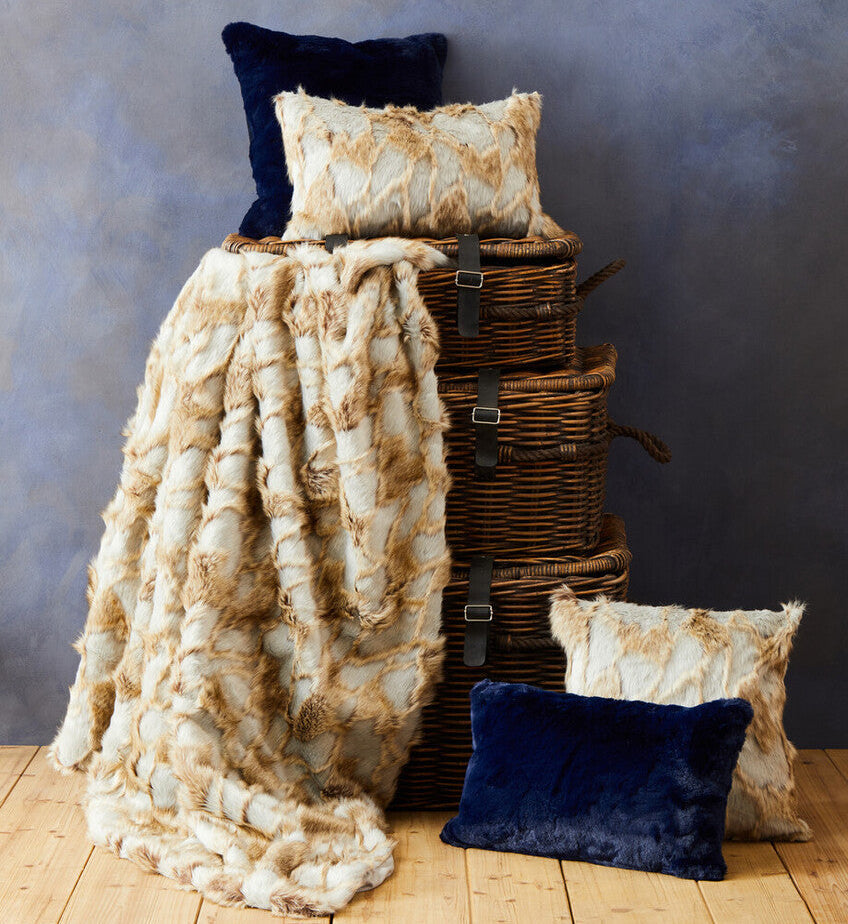 Bosie Lamina Grey And Natural Fur Throw