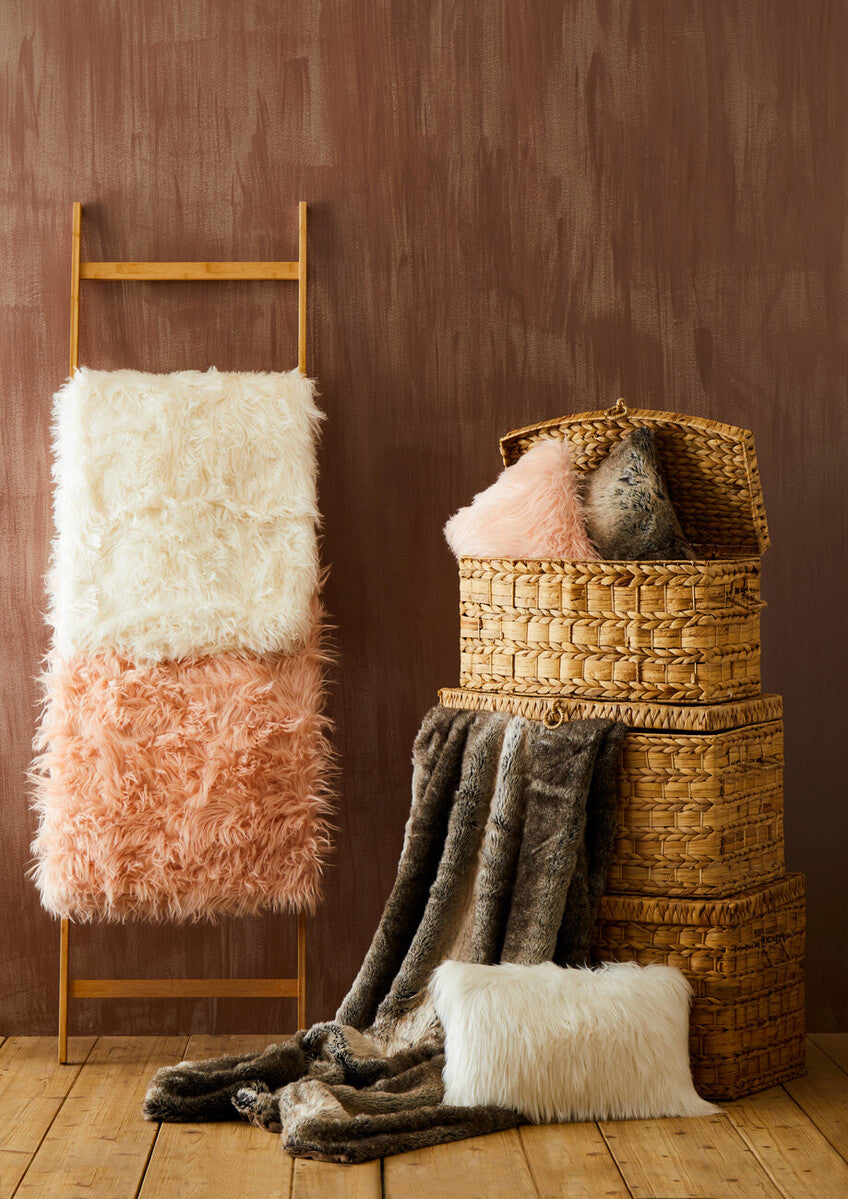 Bosie Lamina Cream Fur Throw