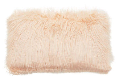 Bosie Faux Fur Pink Rectangular Cushion | Mongolian