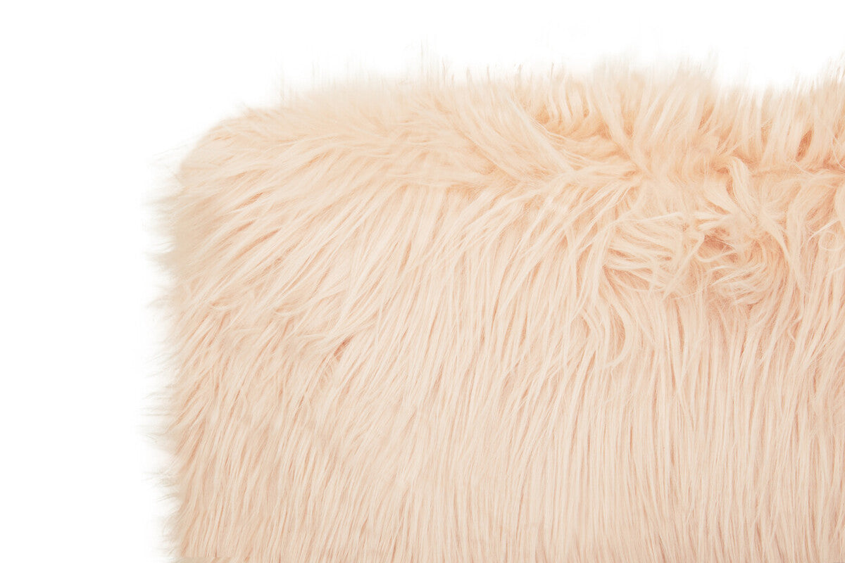 Bosie Faux Fur Pink Rectangular Cushion | Mongolian