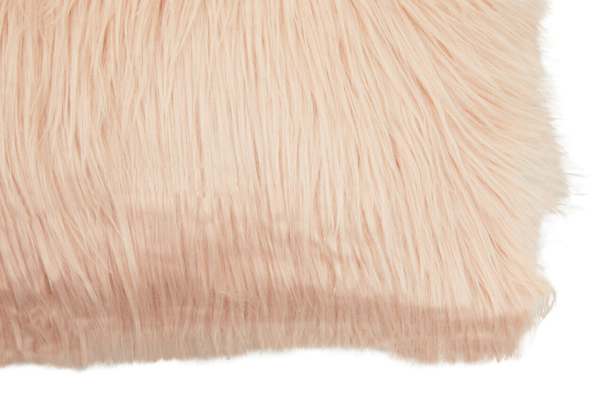 Bosie Faux Fur Pink Rectangular Cushion | Mongolian