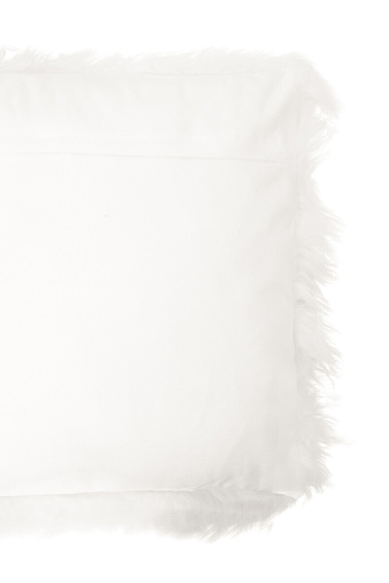 Bosie Real Mongolian Fur White Square Cushion