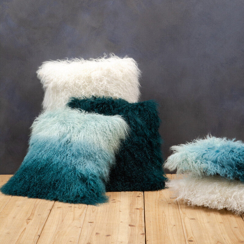 Bosie Real Mongolian Fur White Rectangular Cushion