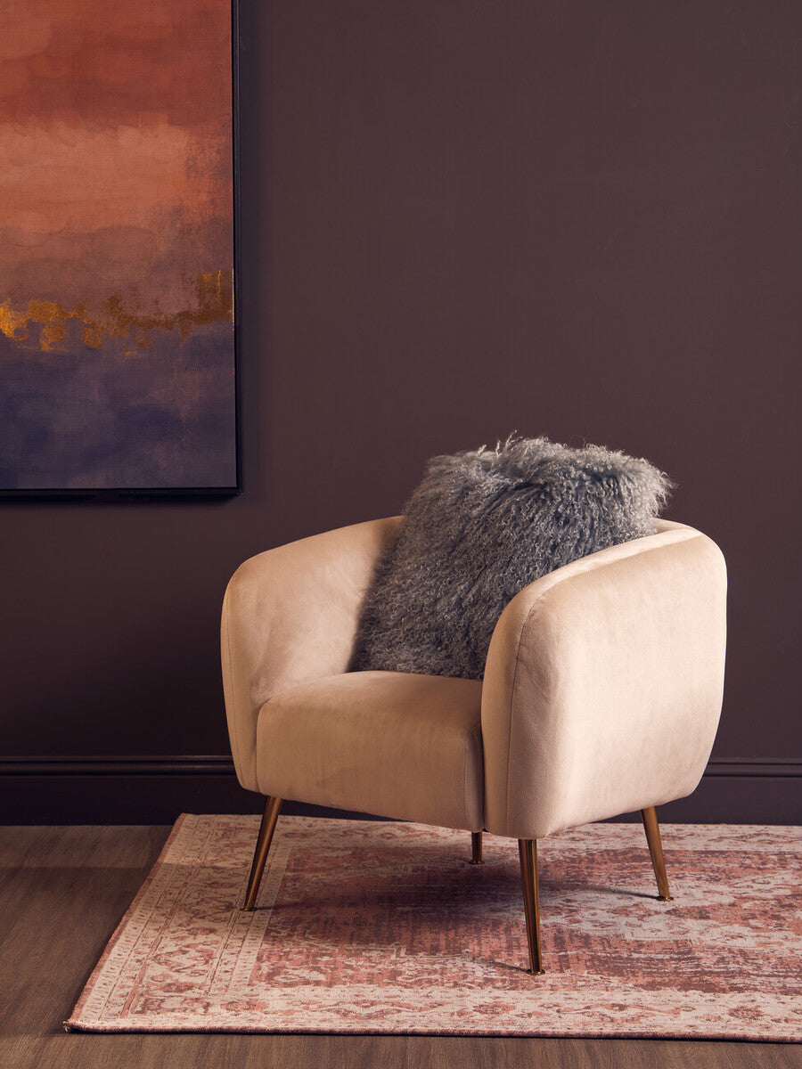 Bosie Real Fur Grey Square Cushion | Mongolian