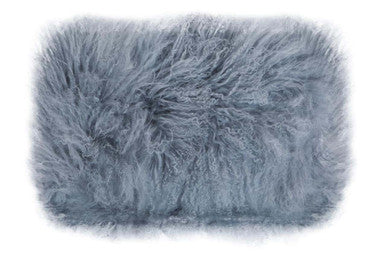 Bosie Real Mongolian Fur Grey Rectangular Cushion