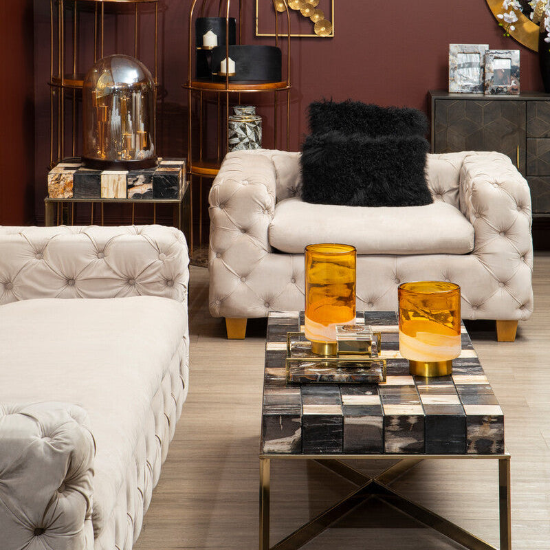 Bosie Real Fur Black Square Cushion | Mongolian