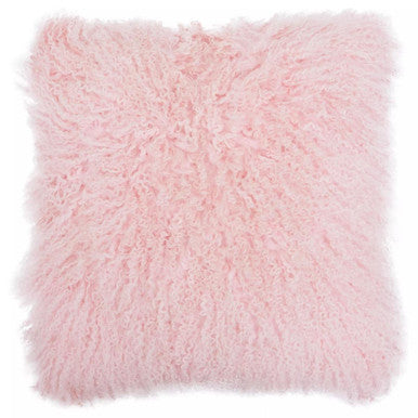 Bosie Real Fur Pink Square Cushion | Mongolian