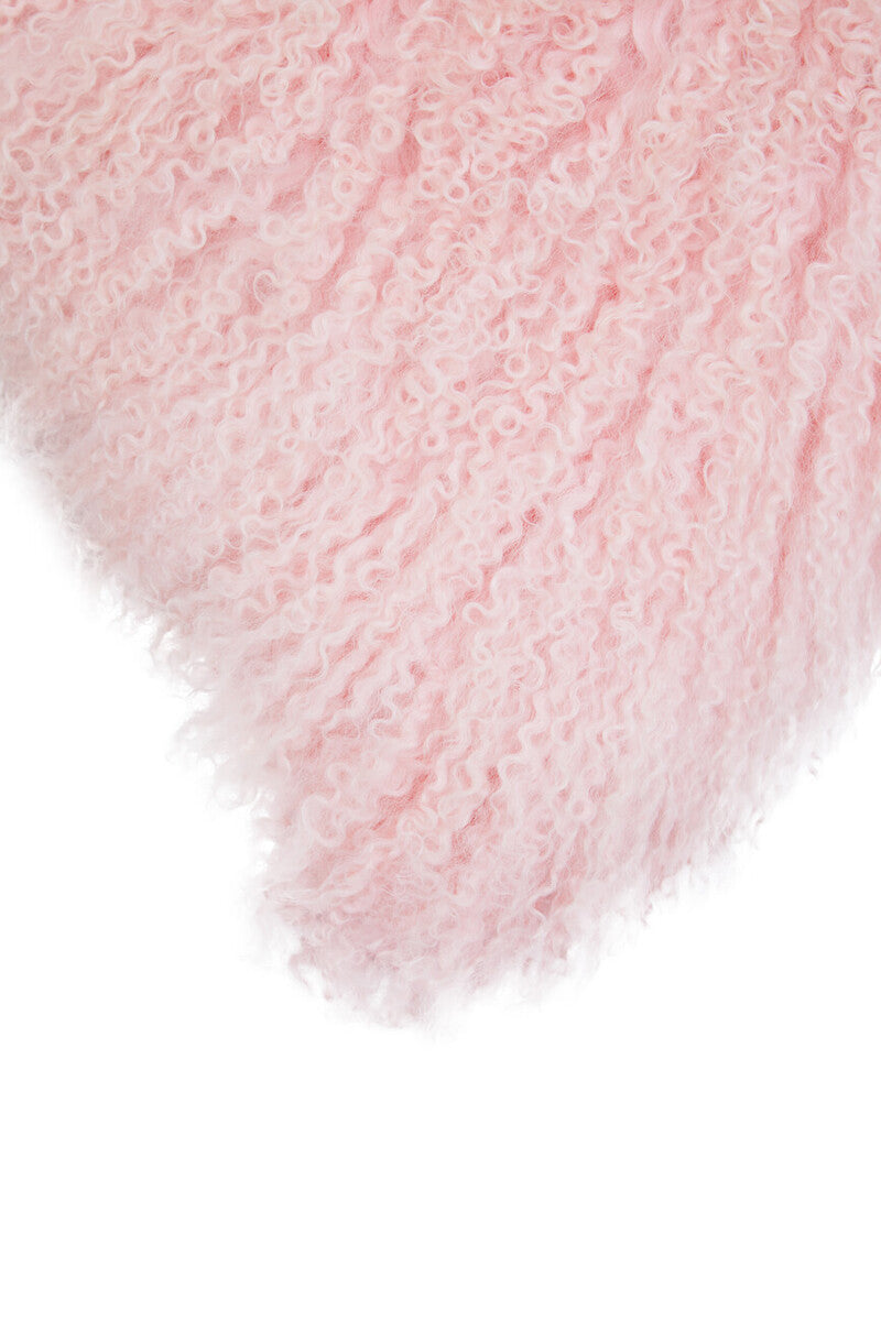 Bosie Real Fur Pink Square Cushion | Mongolian