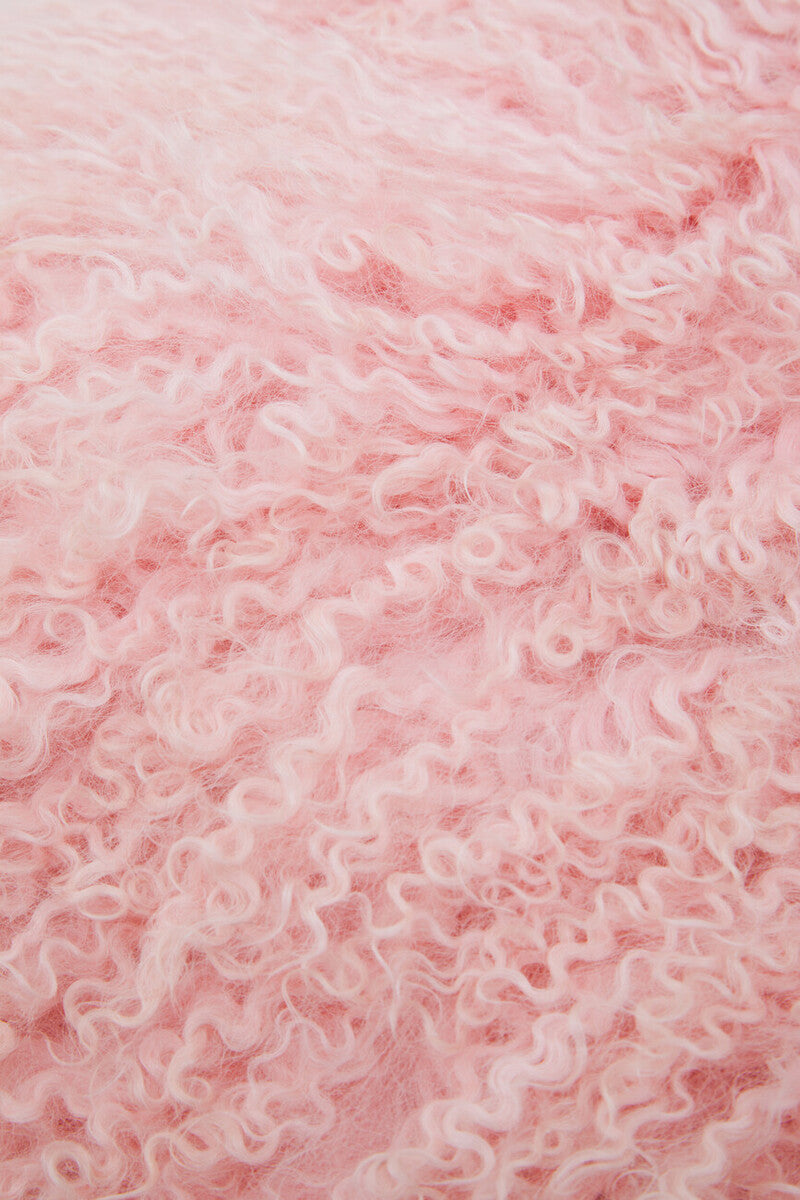 Bosie Real Fur Pink Square Cushion | Mongolian