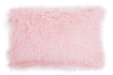 Bosie Real Fur Pink Rectangular Cushion | Mongolian