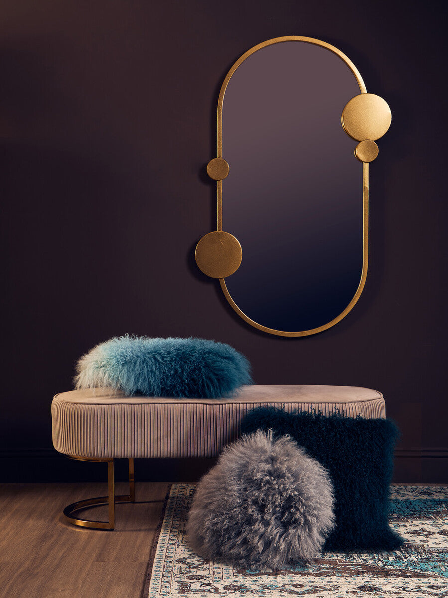 Bosie Real Fur Teal Square Cushion | Mongolian