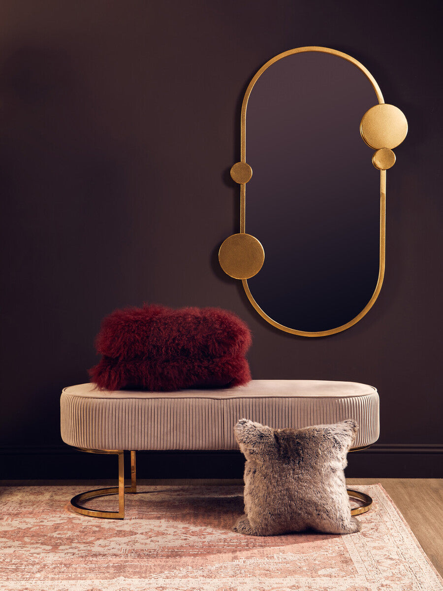 Bosie Real Fur Maroon Square Cushion | Mongolian