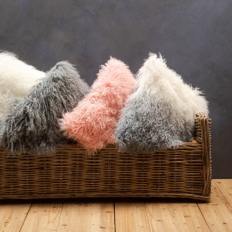 Bosie Real Fur Grey Ombre Square Cushion | Mongolian
