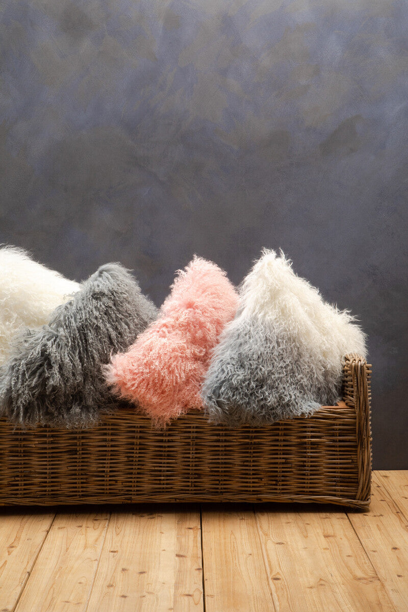 Bosie Real Fur Grey Ombre Square Cushion | Mongolian