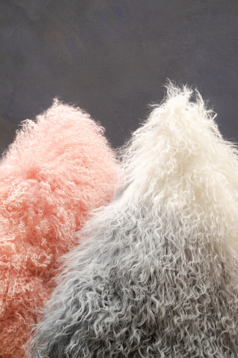 Bosie Real Fur Grey Ombre Square Cushion | Mongolian