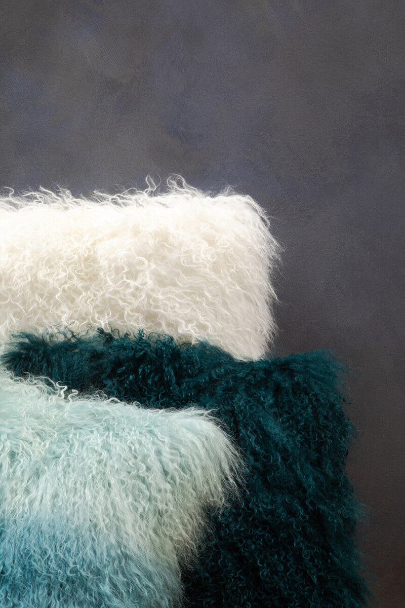 Bosie Real Fur Blue Ombre Square Cushion | Mongolian