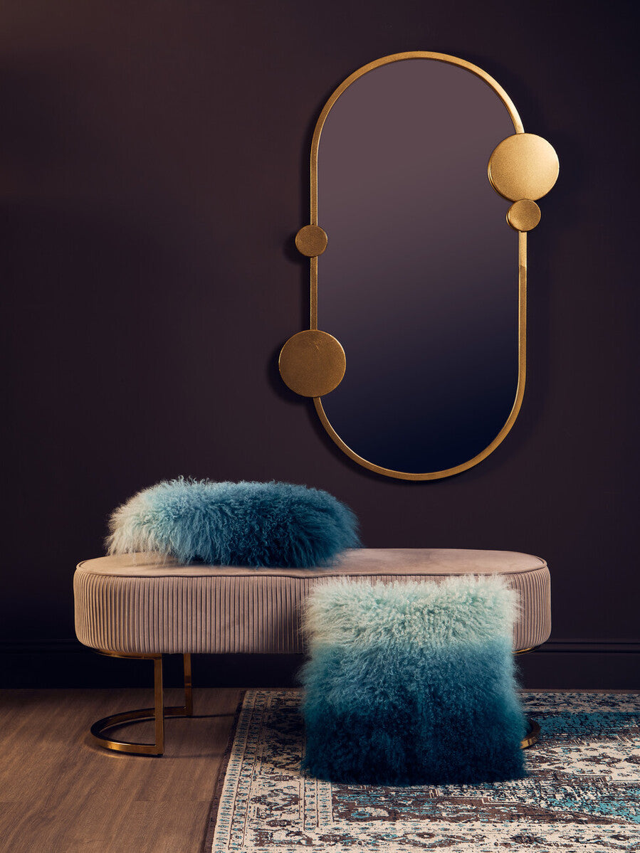 Bosie Real Fur Blue Ombre Square Cushion | Mongolian
