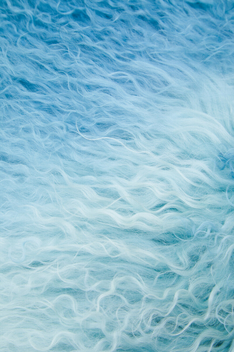 Bosie Real Fur Blue Ombre Square Cushion | Mongolian