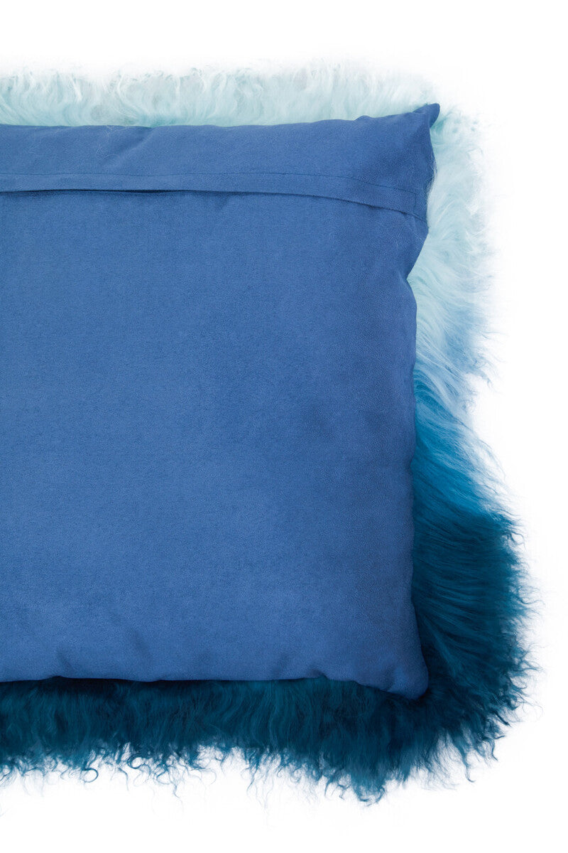 Bosie Real Fur Blue Ombre Square Cushion | Mongolian