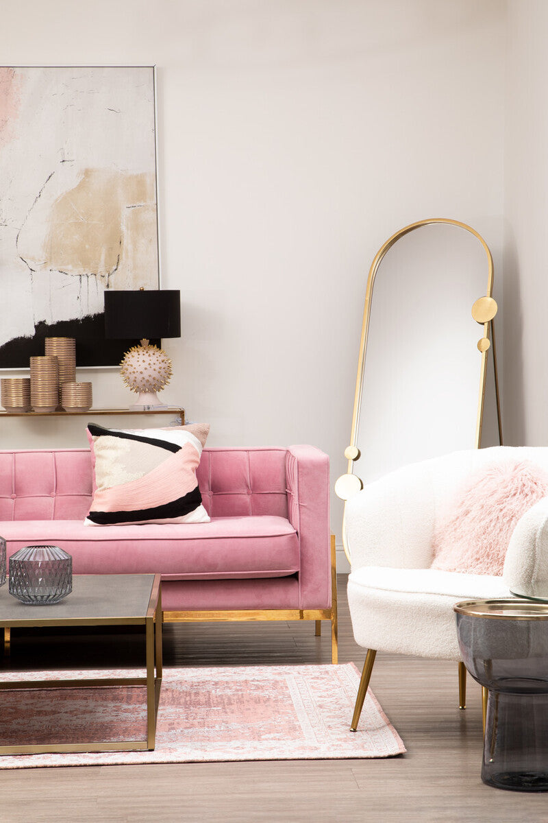 Bosie Real Fur Pink Round Cushion | Mongolian